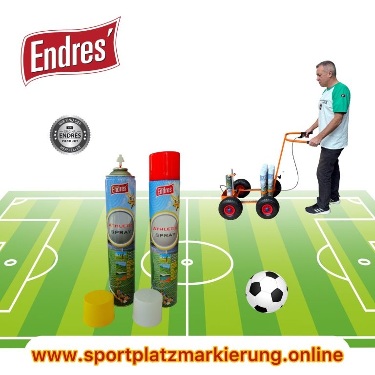 Endres beste Sportplatzmarkierung (eigene Herstellung) rot, Art-Nr.75055 "Athleticspray"( Aktion: Dose ab 4,90 Euro ). ORIGINAL über 17 Jahren bewährt. Reichweite ca. 195m/Dose= nur ca. 3,5 Dosen/Platz. – Bild 4