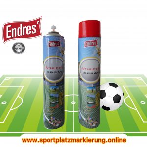 Endres beste Sportplatzmarkierung (eigene Herstellung) rot, Art-Nr.75055 "Athleticspray"( Aktion: Dose ab 4,90 Euro ). ORIGINAL über 17 Jahren bewährt. Reichweite ca. 195m/Dose= nur ca. 3,5 Dosen/Platz.